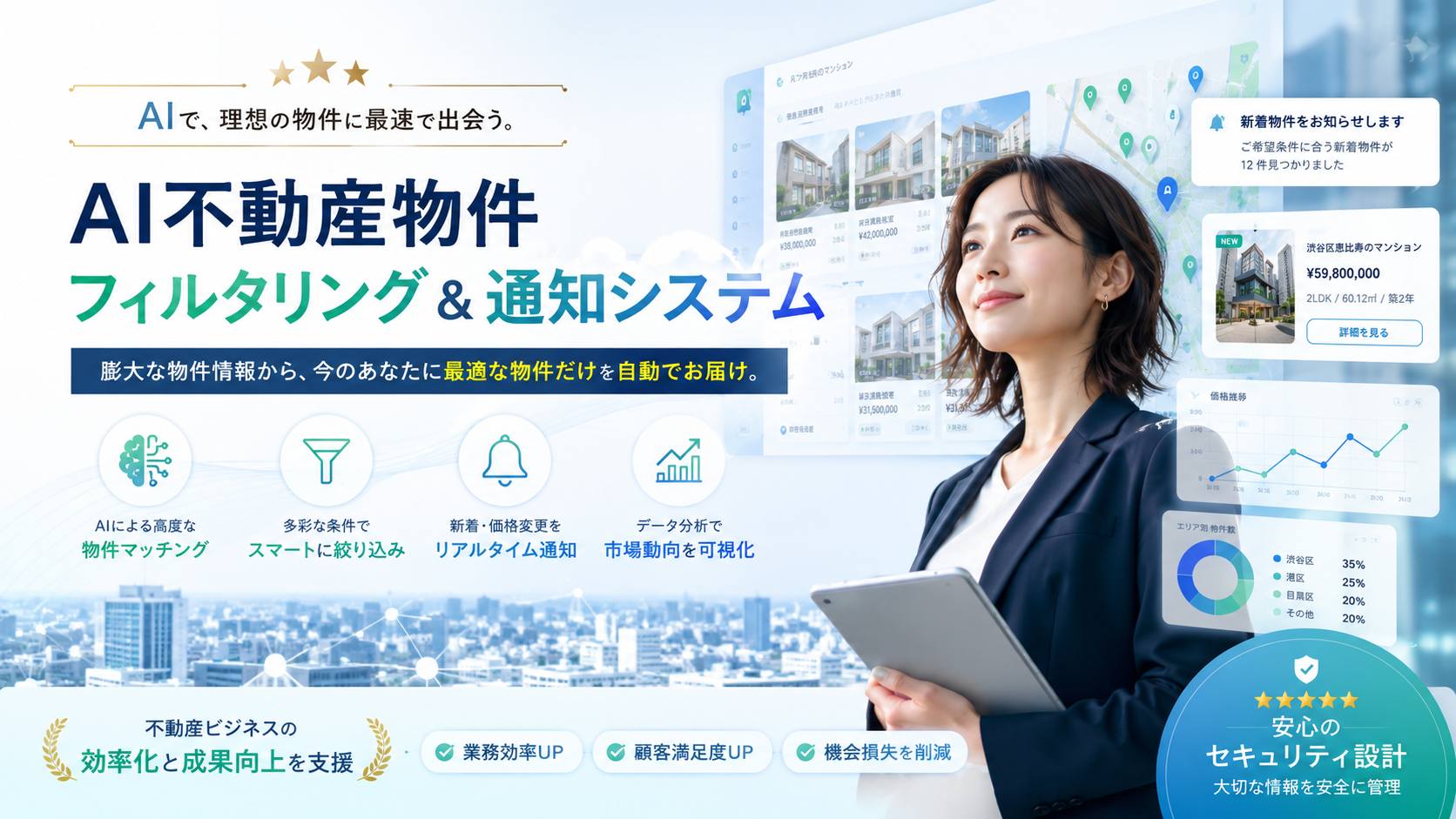 【不動産向け】AIが優良物件を自動選別して通知するシステムを開発します — service thumbnail
