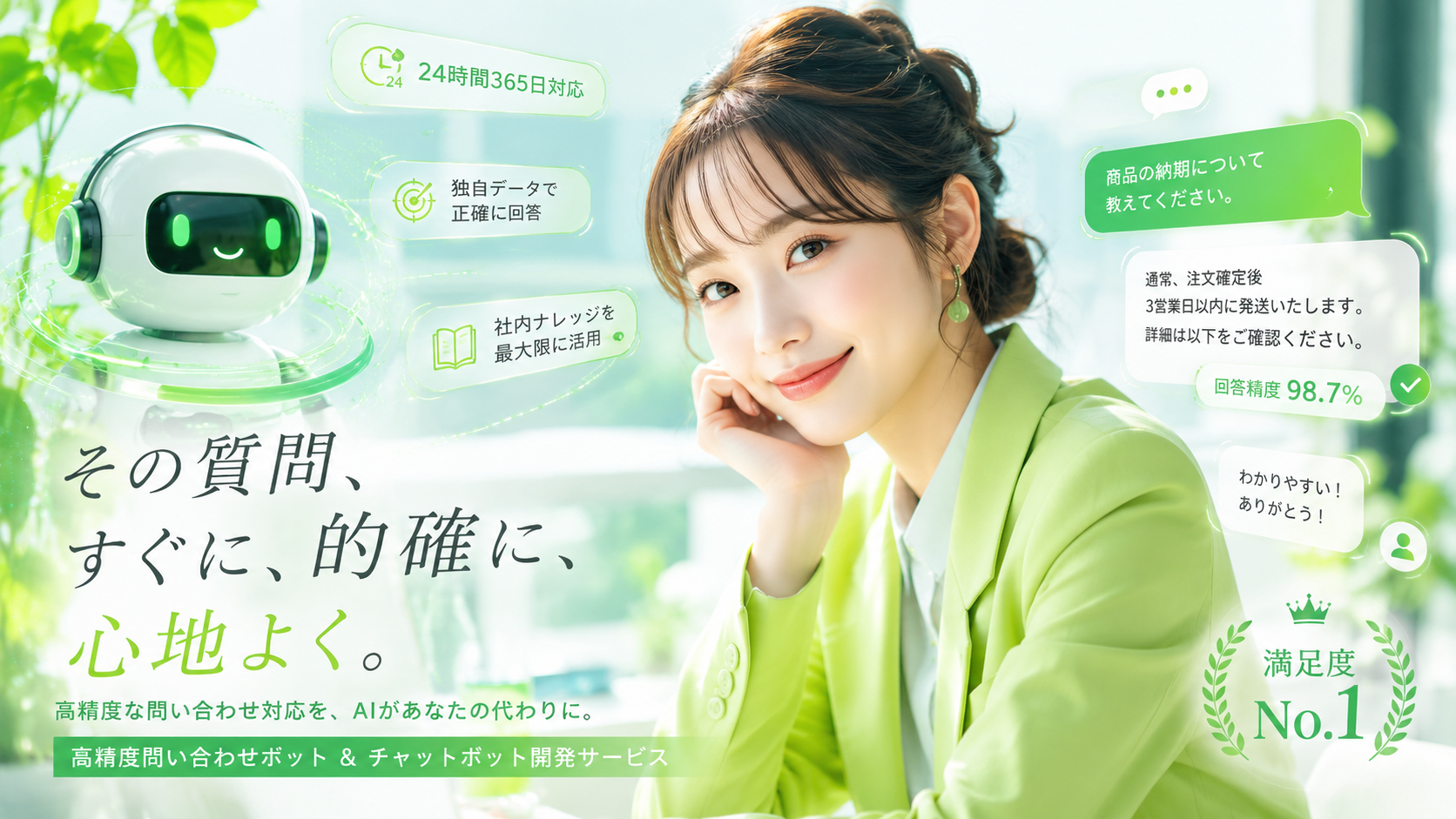 高精度AI問い合わせボット・チャットボット開発サービス — hero image