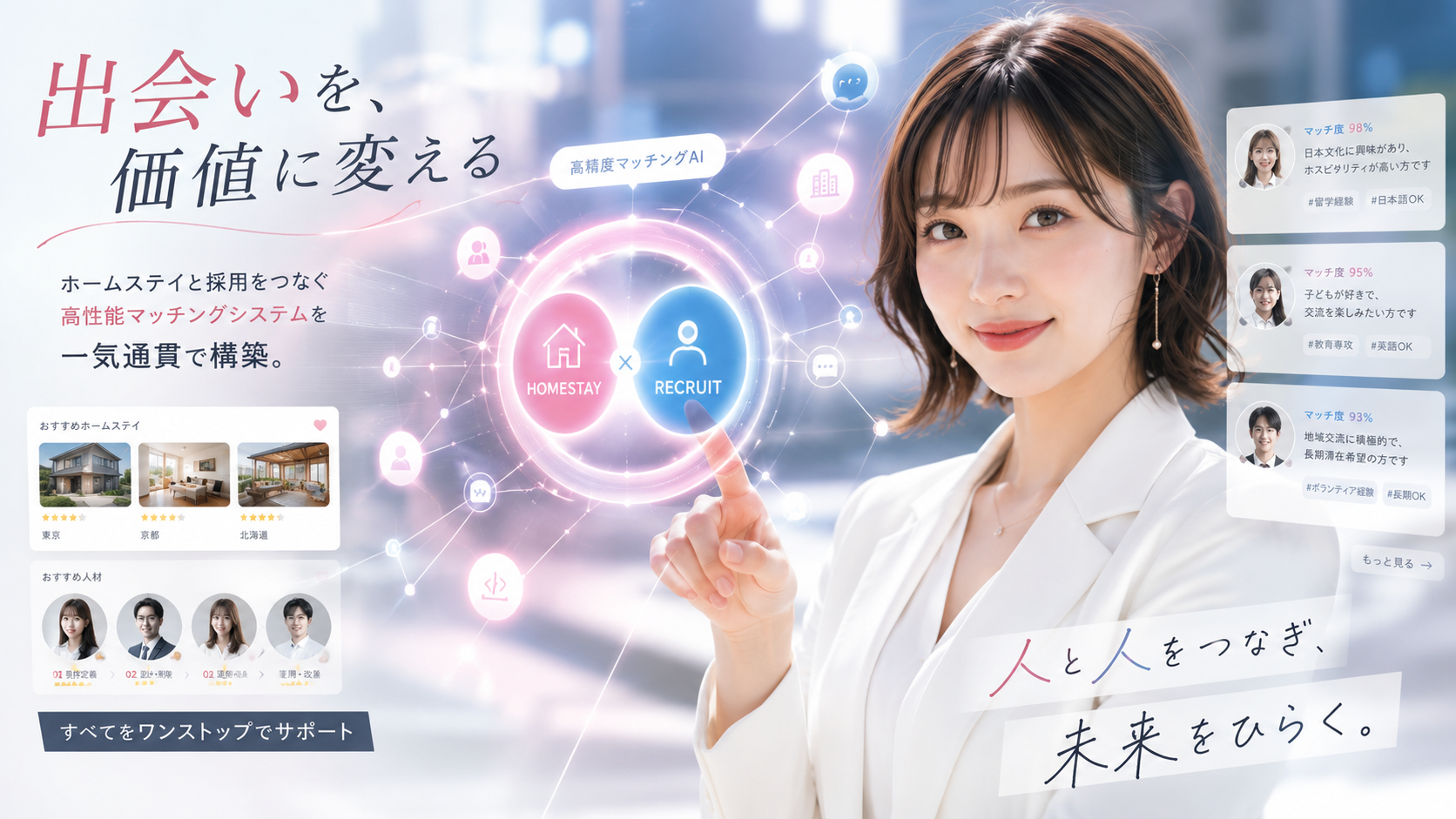 民泊・求人向けの高機能マッチングシステムを要件定義から開発運用まで一括構築します — service thumbnail