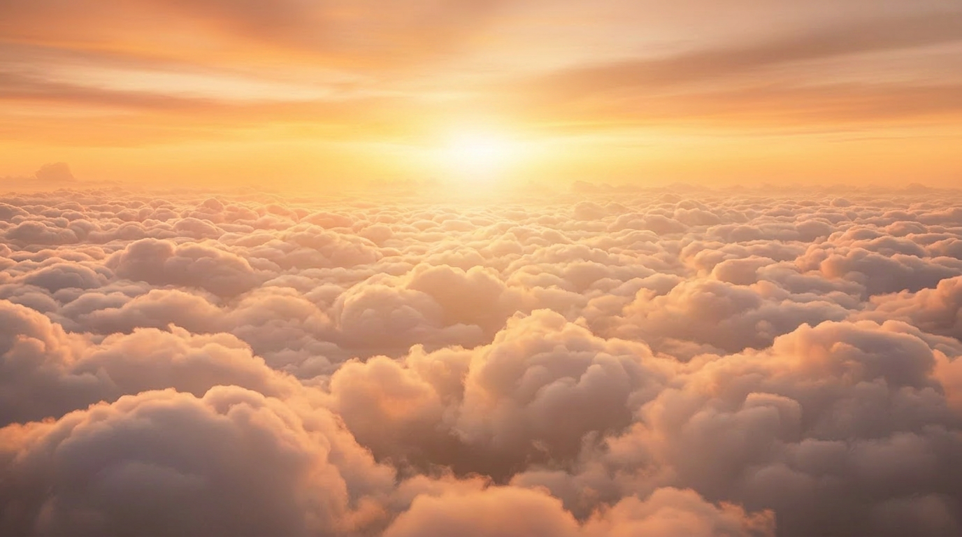 Soft clouds at golden-hour sunset
