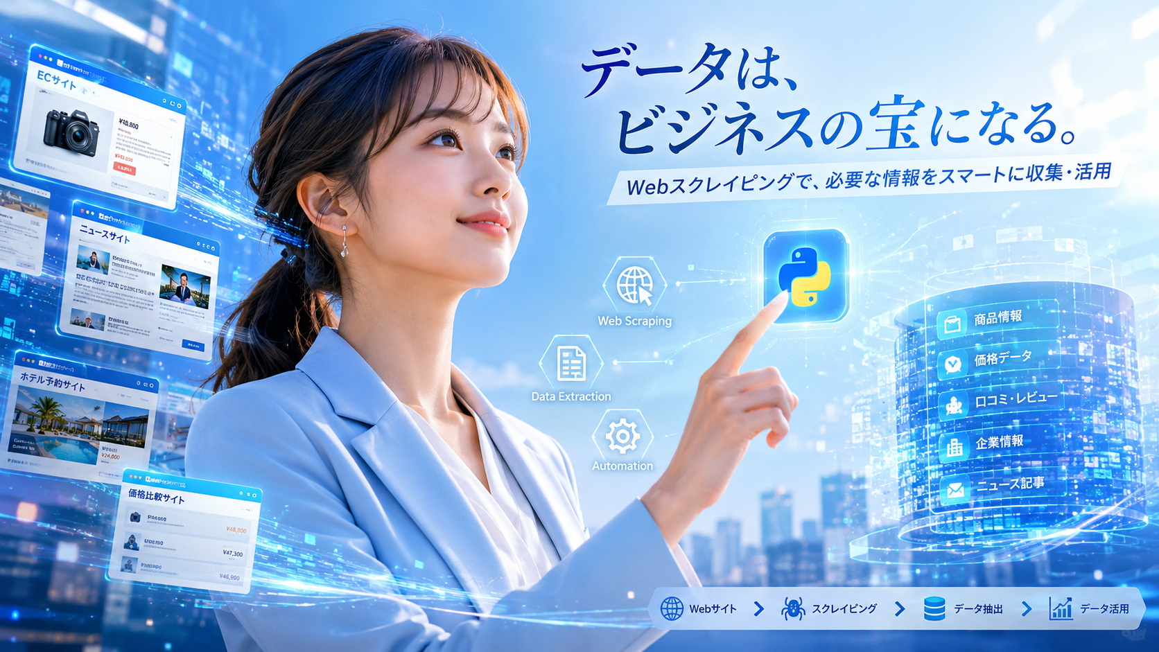 Pythonで高品質なWebスクレイピングツールを開発します|AI・自動化にも対応 — service thumbnail